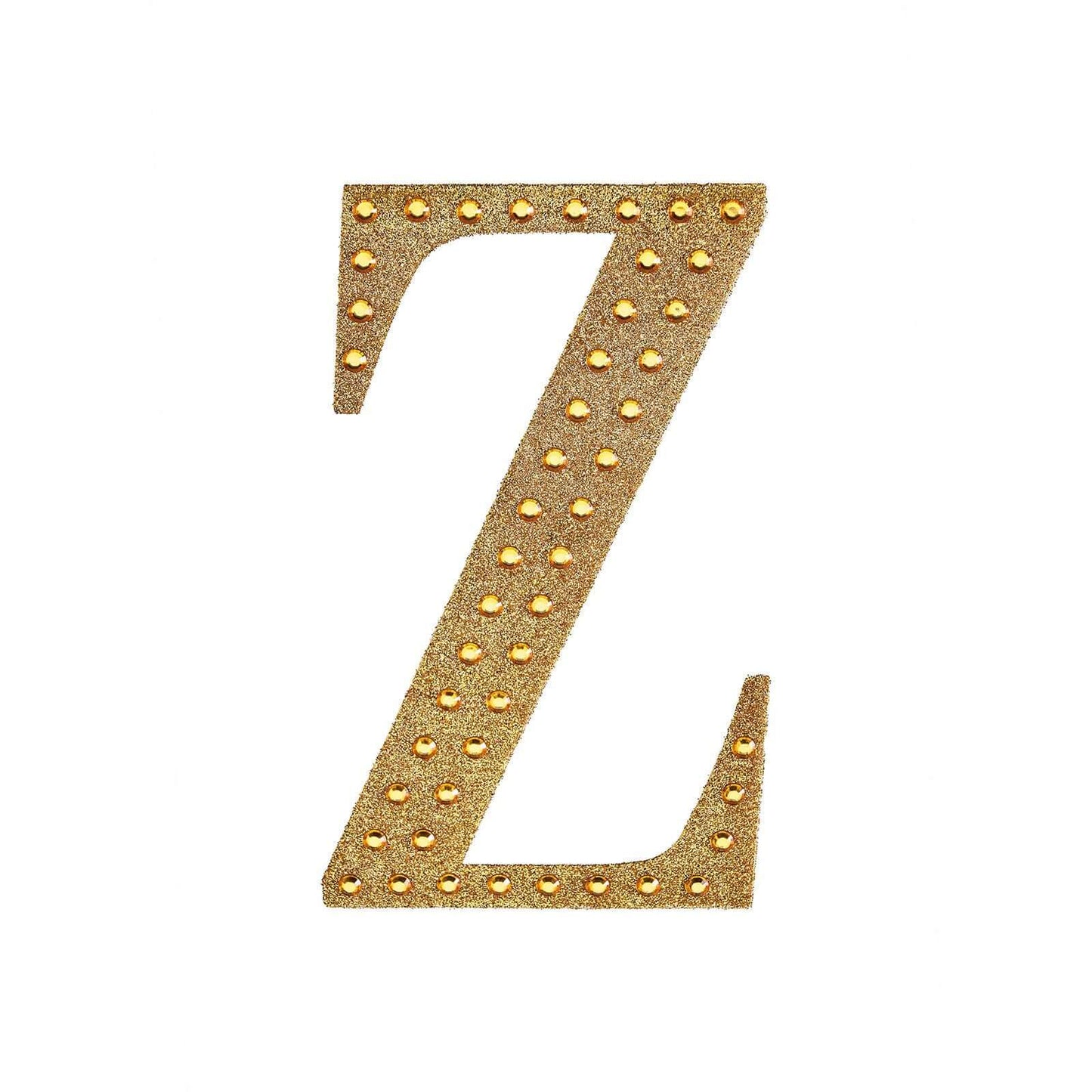 Decorative Rhinestone Alphabet "Z" Letter Stickers, Glitter Adhesive Craft Letters Gold DIY Sparkle Embellishments 6"