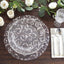 10-Pack Table Placemats Embossed Foil Flower Design Metallic Silver Round - Sheer Organza Disposable Mats 13"