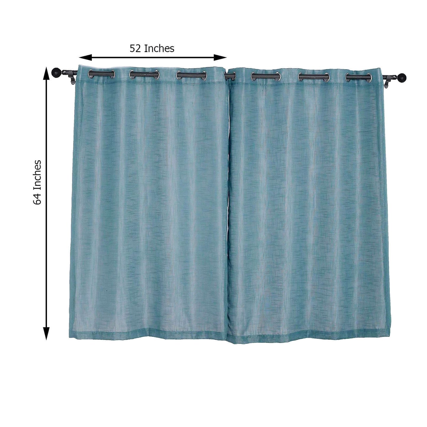 2 Pack Handmade Light Blue Faux Linen Curtains 52"x64", Curtain Panels With Chrome Grommets