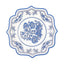 25-Pack Paper Dessert Plates in White with Light Blue Damask Floral Print & Scallop Rim - Stylish Disposable 300GSM Floral Salad Appetizer Plates 8"