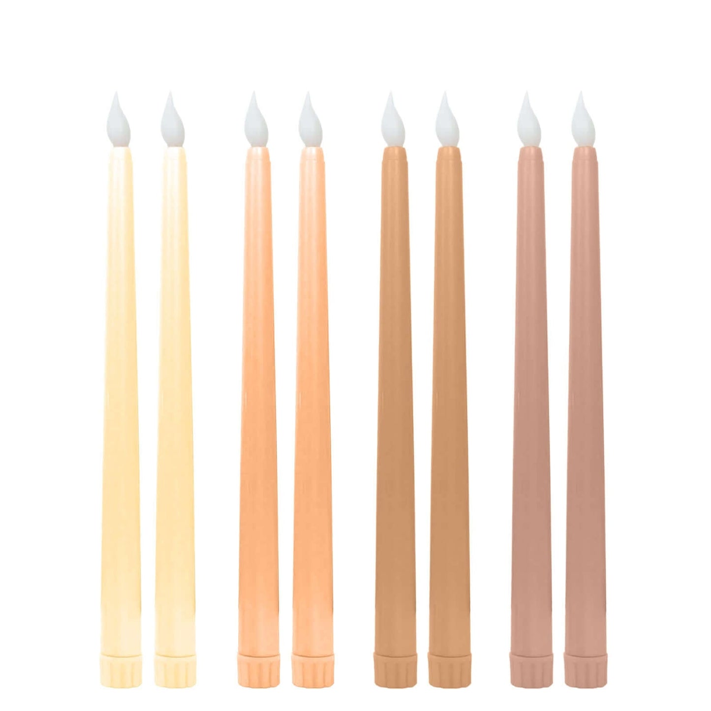 8-Pack LED Flickering Lighting Mixed Natural - Flameless Battery Operated Taper Candles 11"