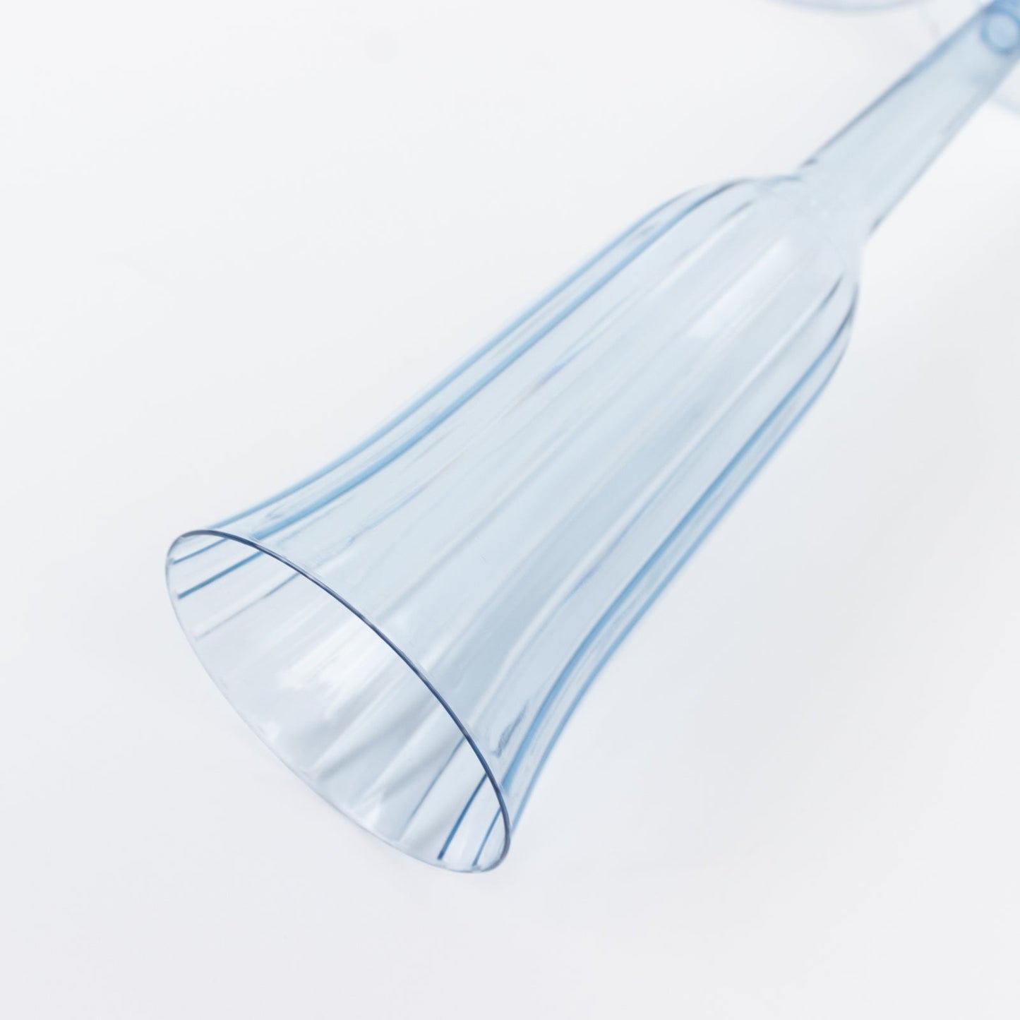 12-Pack Plastic Champagne Flutes Transparent Dusty Blue Flared Design - Lightweight Disposable Toasting Glasses 6oz