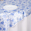 Satin 72"x72" Table Overlay Square Tablecloth White Blue - French Toile Floral Design for Stylish Celebrations