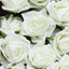 24 Roses 2" Ivory Artificial Foam Flowers With Stem Wire and Leaves
