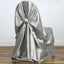 Satin Chair Cover Self-Tie Universal Design Silver - Durable Slip-On Cover for Folding, Dining, Banquet & Standard Chairs