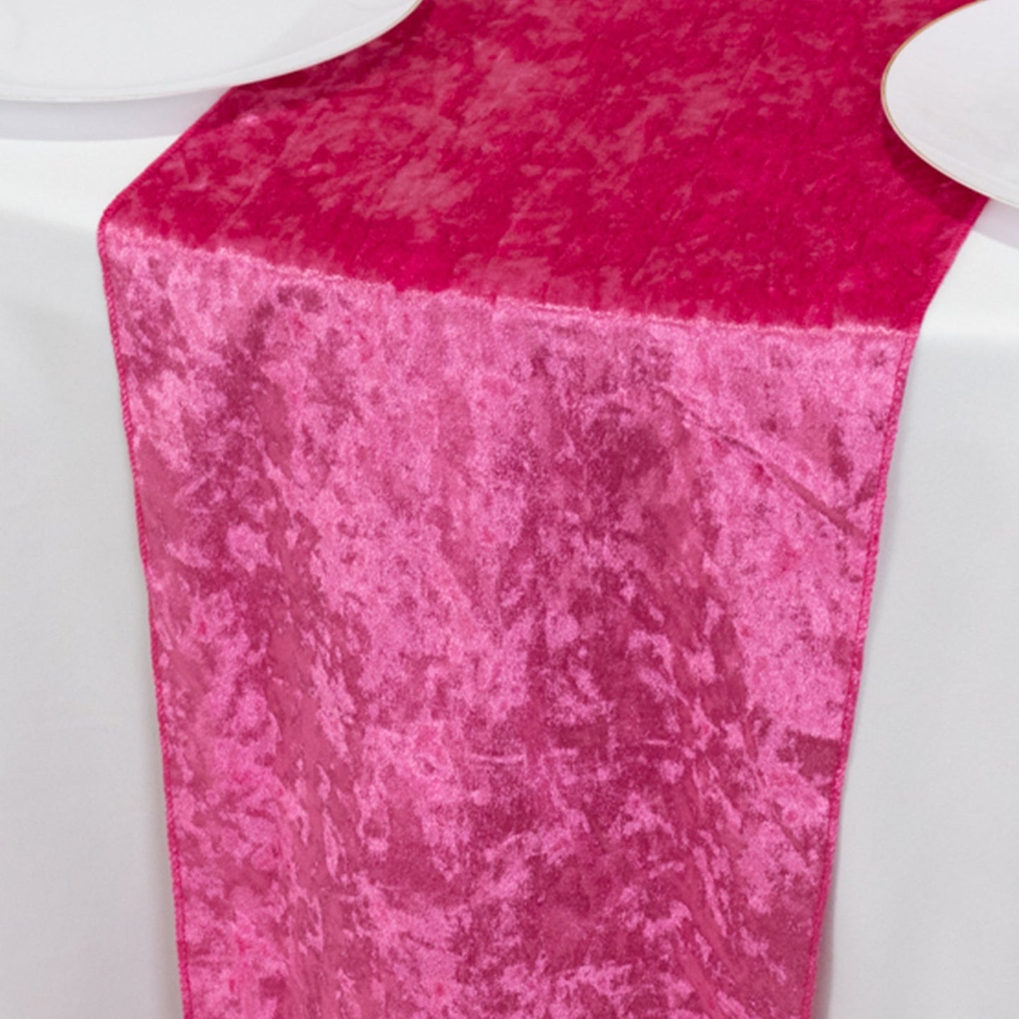 Premium Crushed Velvet 12"x108" Table Runner Fuchsia - Soft & Wrinkle-Resistant Table Linen