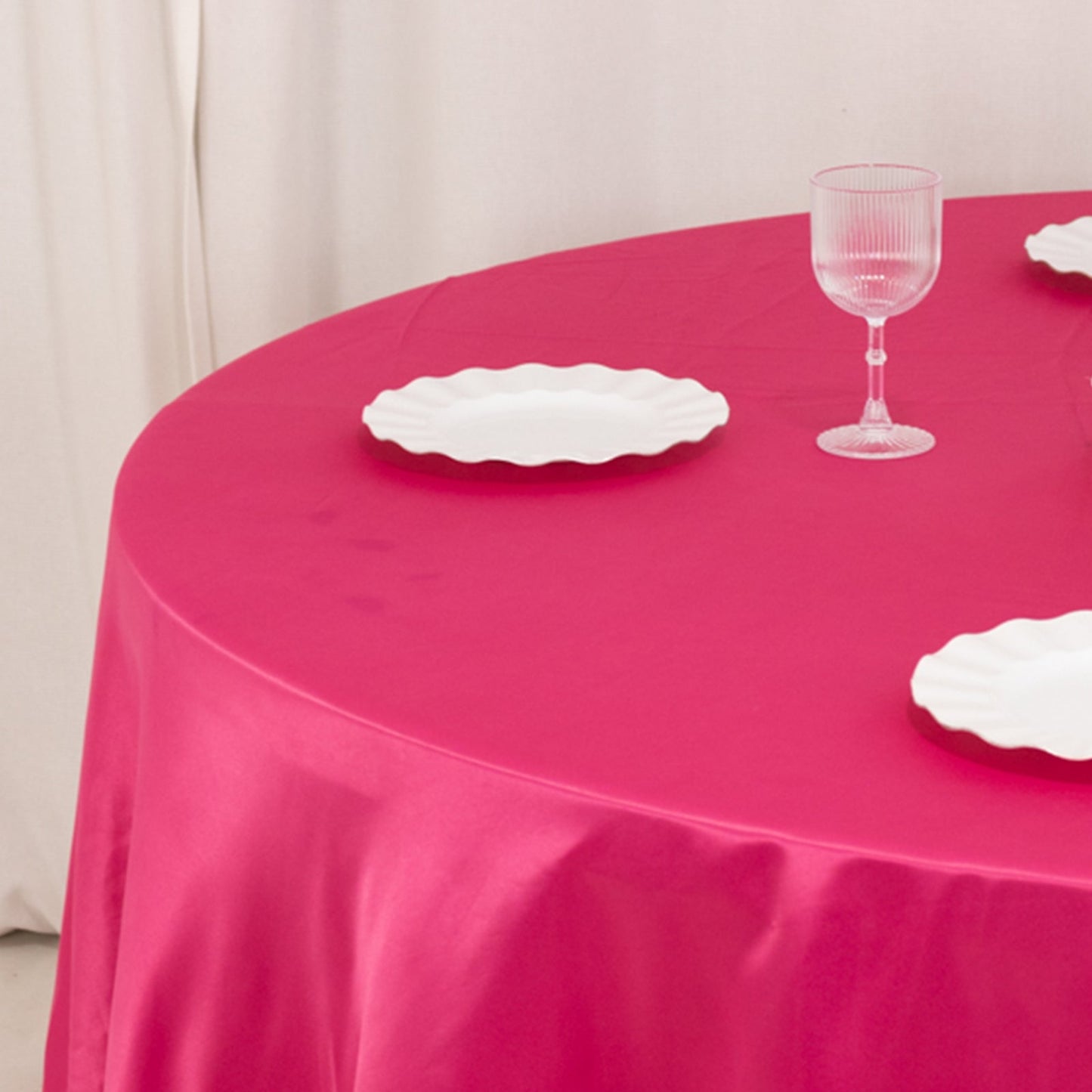 Lamour Satin 108" Round Tablecloth Fuchsia - Durable & Silk-Like Table Cover