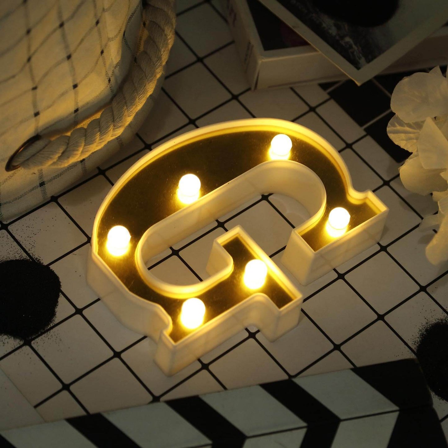 3D Marquee Letter "G" Warm White 6 LED Lights Gold - Chic Light-Up Decor for Events 6"