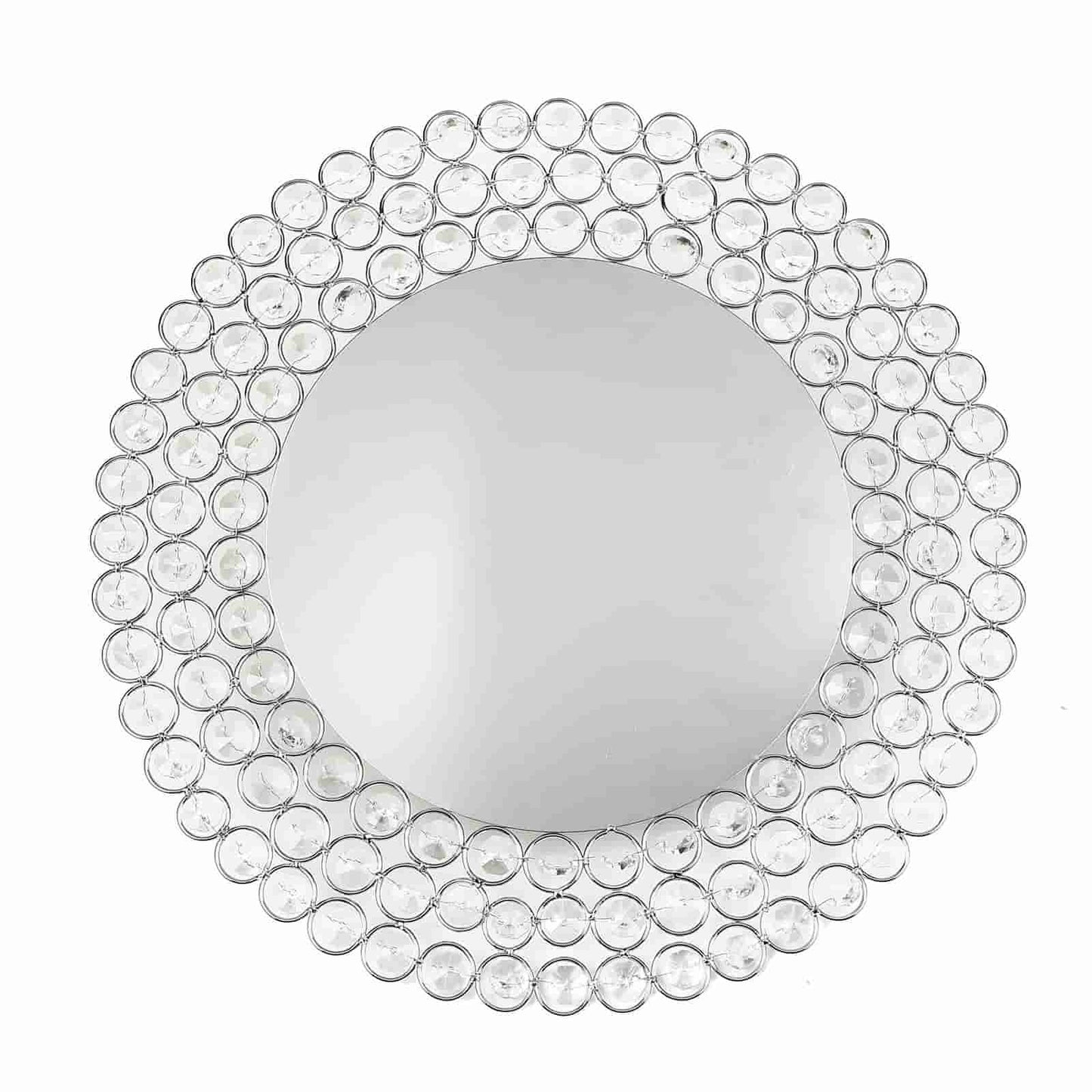 Wired Metal Round Charger Plate 14" in SIlver with Acrylic Crystal Beads, Glamorous Decorative Dinner Charger Tableware