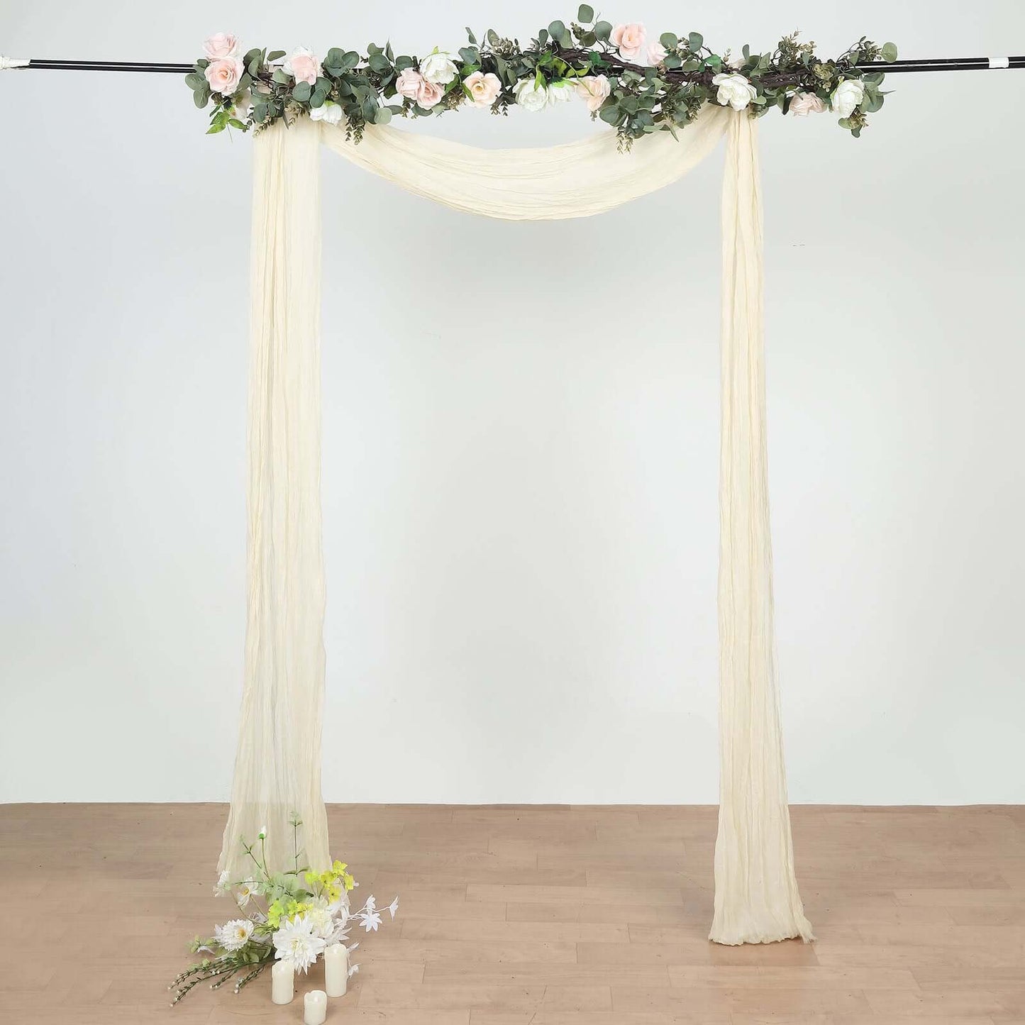 20ft Cream Gauze Cheesecloth Fabric Wedding Arch Drapery, Window Scarf Valance, Boho Decor Arbor Curtain Panel