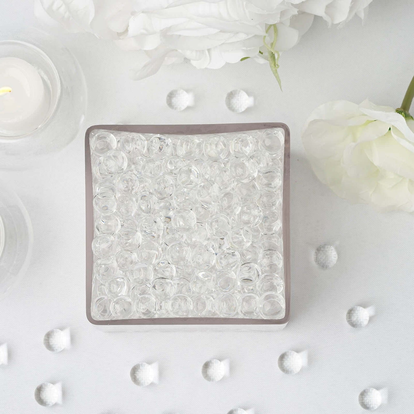 200-250 Pcs Water Gel Beads Vase Filler Clear - Small Nontoxic Jelly Balls for Floating Candles & Floral Displays