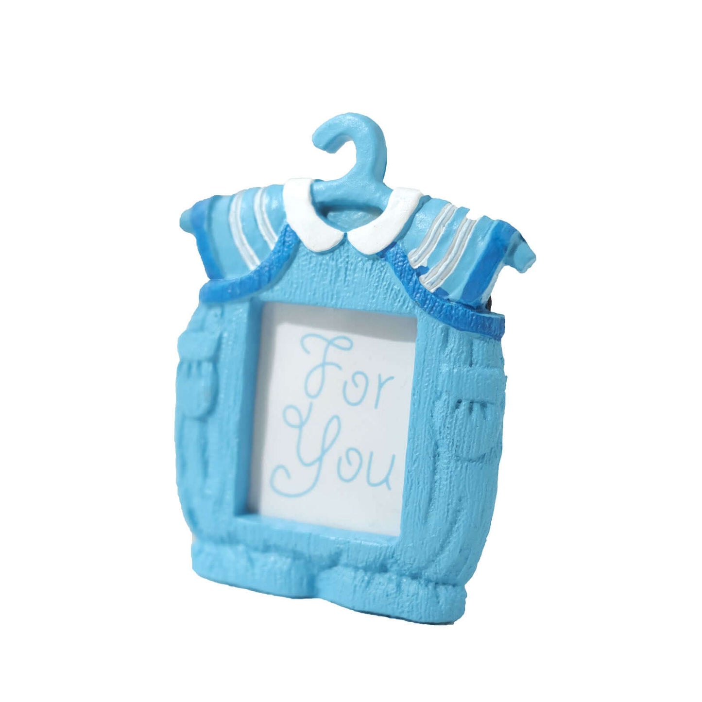 4 Pack Cute 4" Newborn Baby Boy Light Blue Clothes Resin Party Favors Picture Frame, Baby Shower Gender Reveal Party Gifts