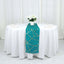 Polyester 9ft Table Runner Teal with Gold Foil Modern Geometric Accent