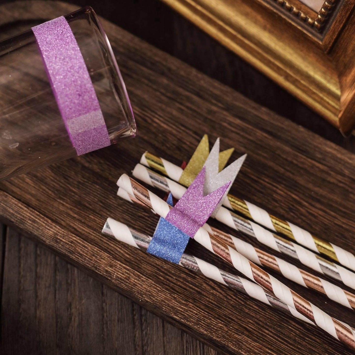 5 Pack 0.5"x5 Yards Purple Washi DIY Craft Glitter Tape