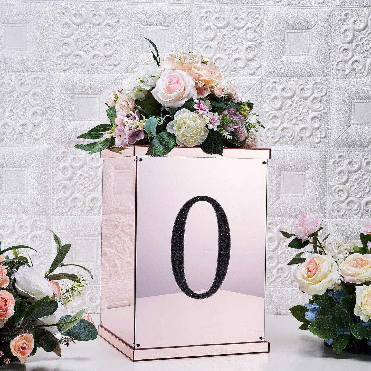 Decorative Rhinestone Number "0" Stickers, Glitter Adhesive Craft Numbers Black DIY Sparkle Embellishments 8"