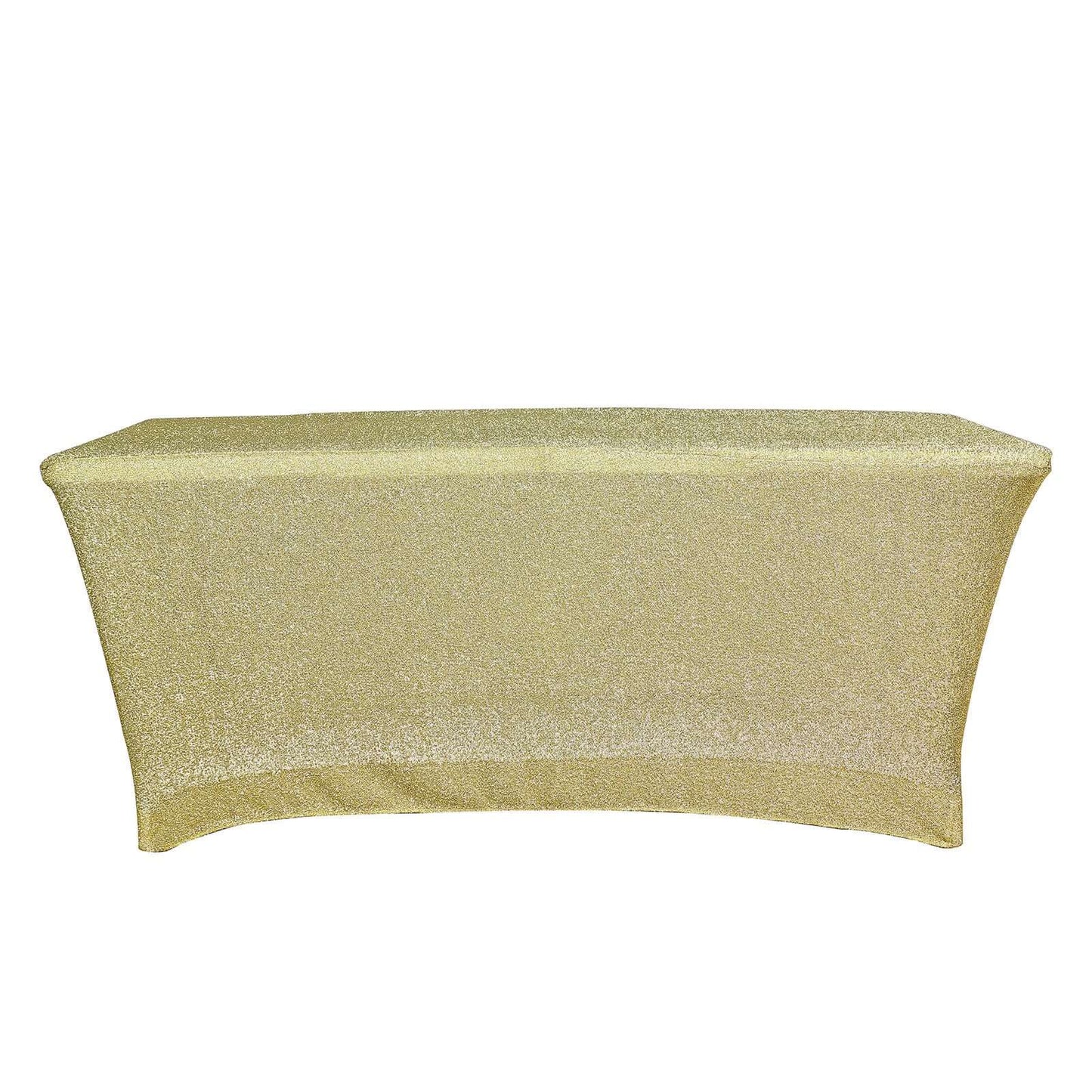 Shimmer Tinsel Spandex 72"x30" Rectangle Tablecloth Metallic Champagne Glittered Shiny Stretch Table Cover
