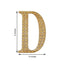 Decorative Rhinestone Alphabet "D" Letter Stickers, Glitter Adhesive Craft Letters Gold DIY Sparkle Embellishments 8"