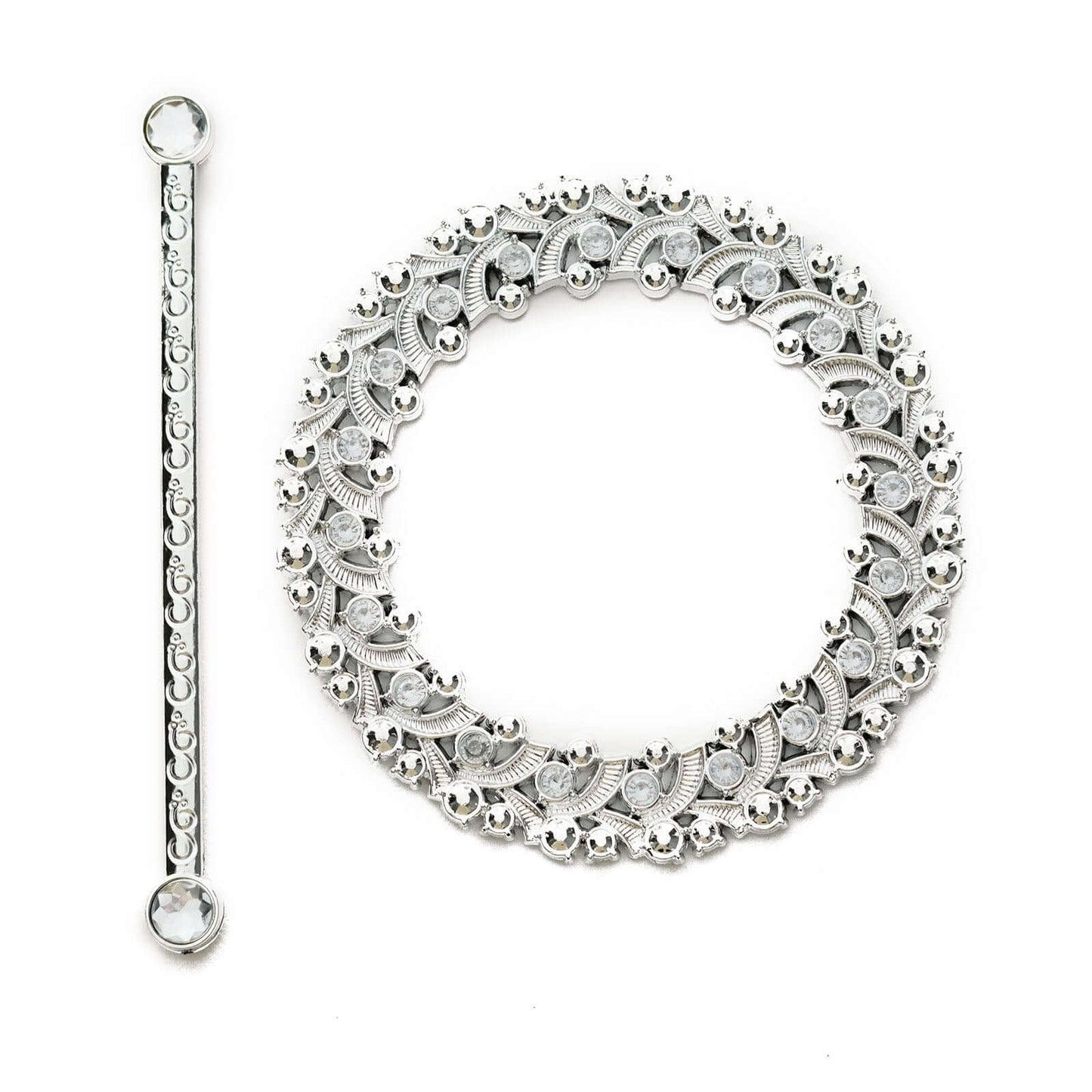 2 Pack 7" Silver Barrette Style Acrylic Crystal Curtain Tie Backs, Round Backdrop Drapery Brooch Holdbacks