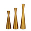 Set of 3 Hourglass Taper Candle Holders Gold Metal Nordic European Design - Tabletop Decor 8", 9", 11"