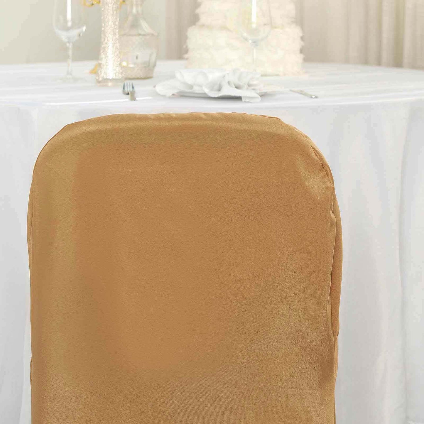 10 Pack Polyester Chair Covers for Folding Chairs Gold - Wrinkle-Free Stain-Resistant Slip-On Design for Events