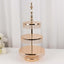 3-Tier Cake Stand Crystal Beaded Gold with Round Mirror Top - Metal Cupcake Tower Dessert Display 26"