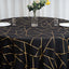 Polyester 120" Round Tablecloth Black with Gold Foil Geometric Pattern Wrinkle-Resistant Seamless Table Cover