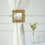 Set of 2 7" Gold Barrette Style Diamond Backdrop Drapery Holdbacks, Square Acrylic Crystal Curtain Brooch Tie Backs