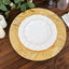 6-Pack Acrylic Round Charger Plates 13" in Metallic Gold with Embossed Tropical Leaves, Decorative Dinner Charger Tableware
