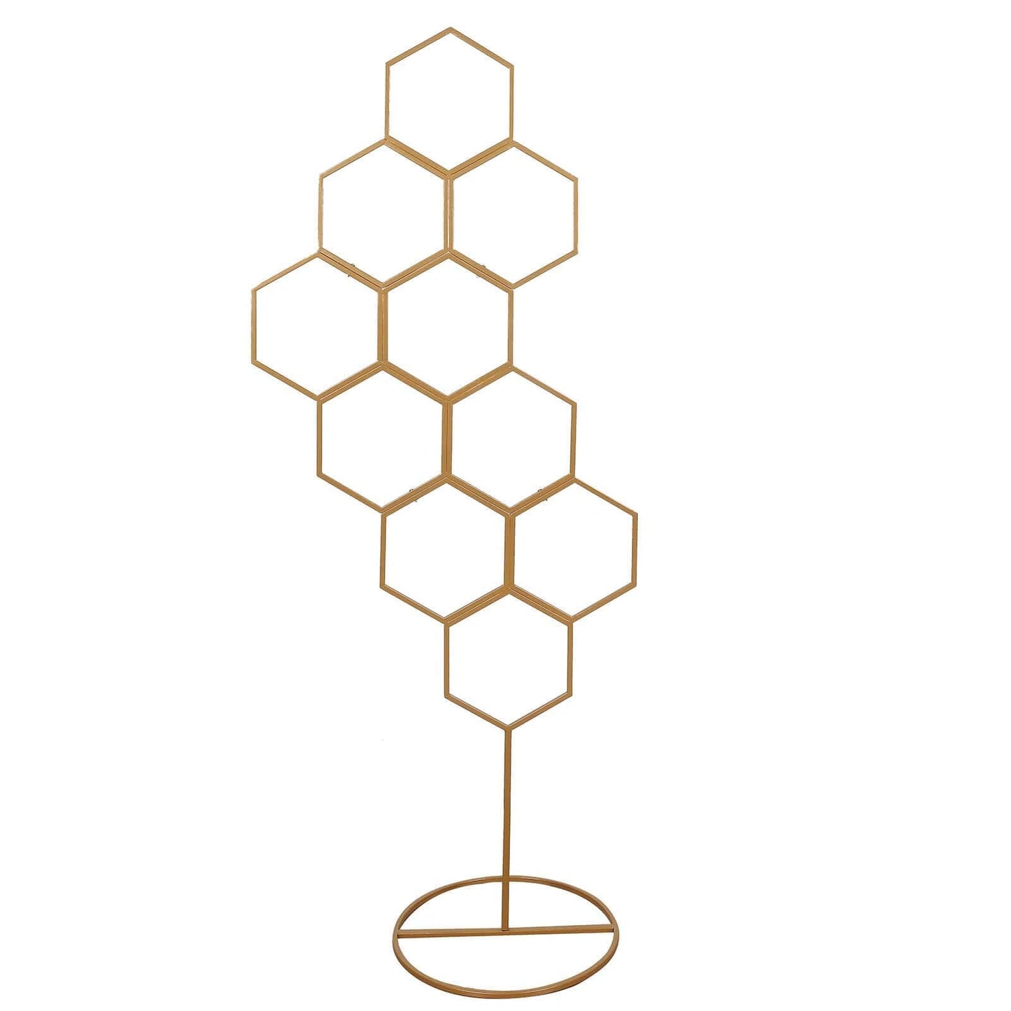 6ft Gold Metal Honeycomb Wedding Flower Frame Backdrop Stand, Floor Standing Balloon Display Arch