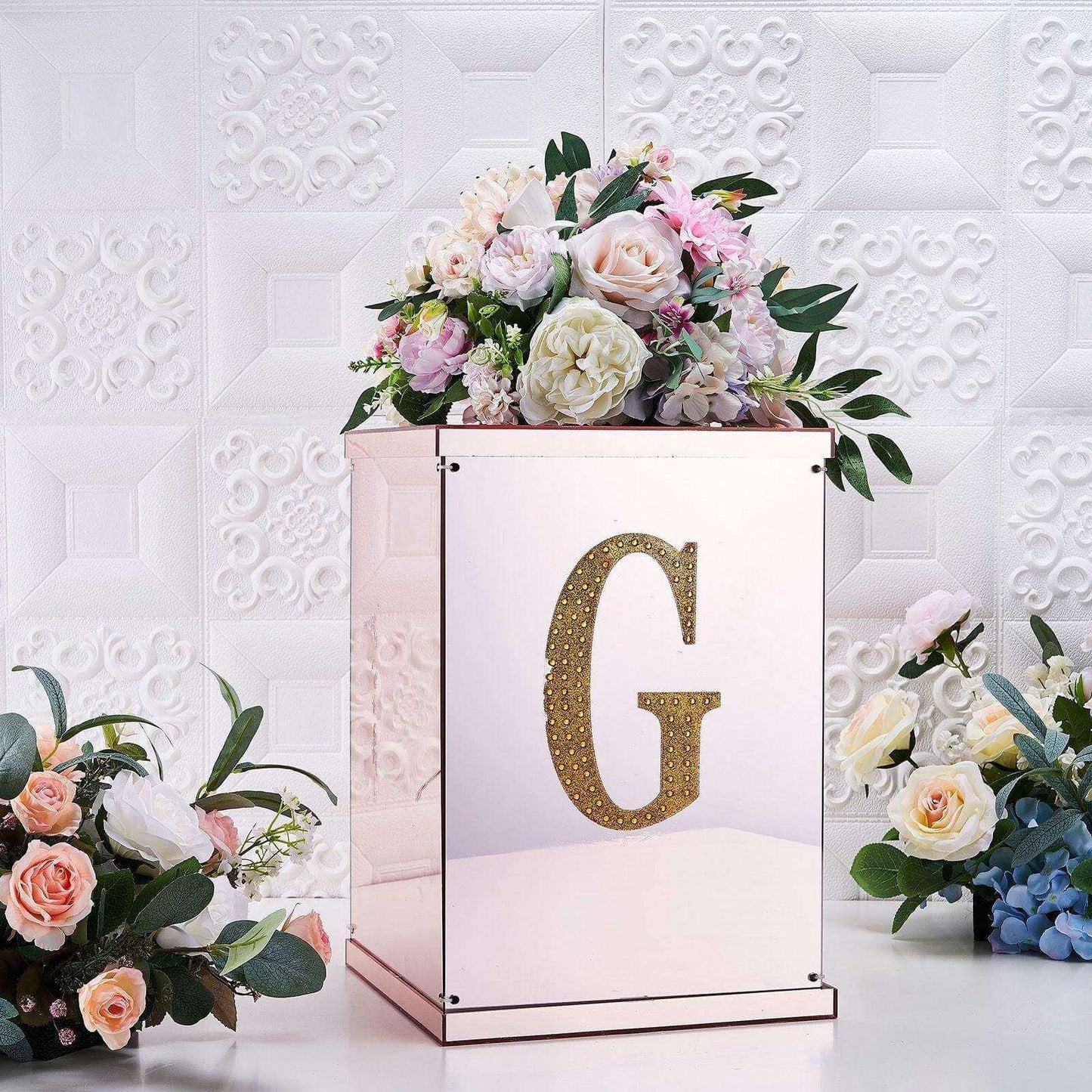 Decorative Rhinestone Alphabet "G" Letter Stickers, Glitter Adhesive Craft Letters Gold DIY Sparkle Embellishments 8"
