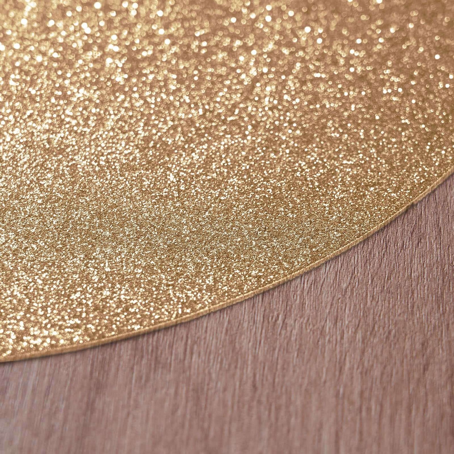 6-Pack Placemats Glitter Design Champagne Sparkle Round - Non-Slip Decorative Dining Table Mats 13"