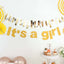3ft Gold Glittered It's a Girl Paper Hanging Gender Reveal Garland Banner, Baby Shower Banner