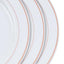 10-Pack Plastic Dinner Plates White with TrÃ¨s Chic Rose Gold Rim - Perfect Disposable Party Plates 10"