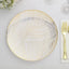 10-Pack Plastic 10" Round Dinner Plates in White with Gold Wave Brush Strokes Pattern - Disposable Party Plates for Modern & Classy Table Decor