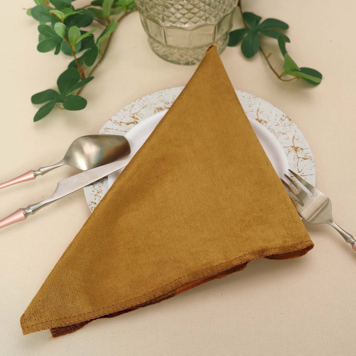 5 Pack Premium Velvet 20"x20" Napkins Gold - Soft Sheen Finish Cloth Napkins for Upscale Gatherings
