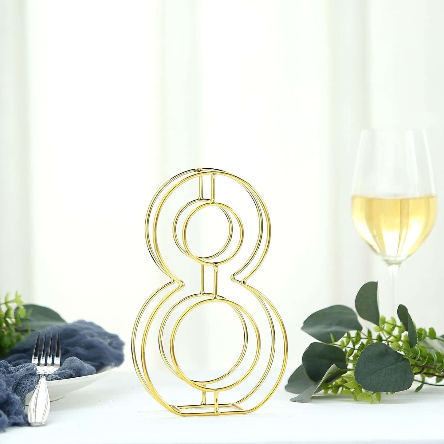 8" Tall Gold Freestanding 3D Decorative Metal Wire Numbers, Wedding Table Numbers -8