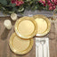 10-Pack Plastic 7.5" Round Appetizer Plates Gold Embossed Scalloped Edge - Chic Disposable Salad Plates for Special Occasions & Banquets