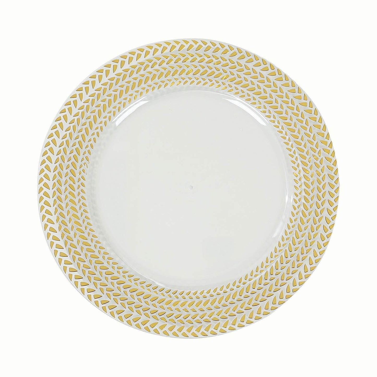 6-Pack Acrylic Round Charger Plates 13" in Clear with Gold Wheat Pattern Rim, Stylish Dinner Party Charger Tableware