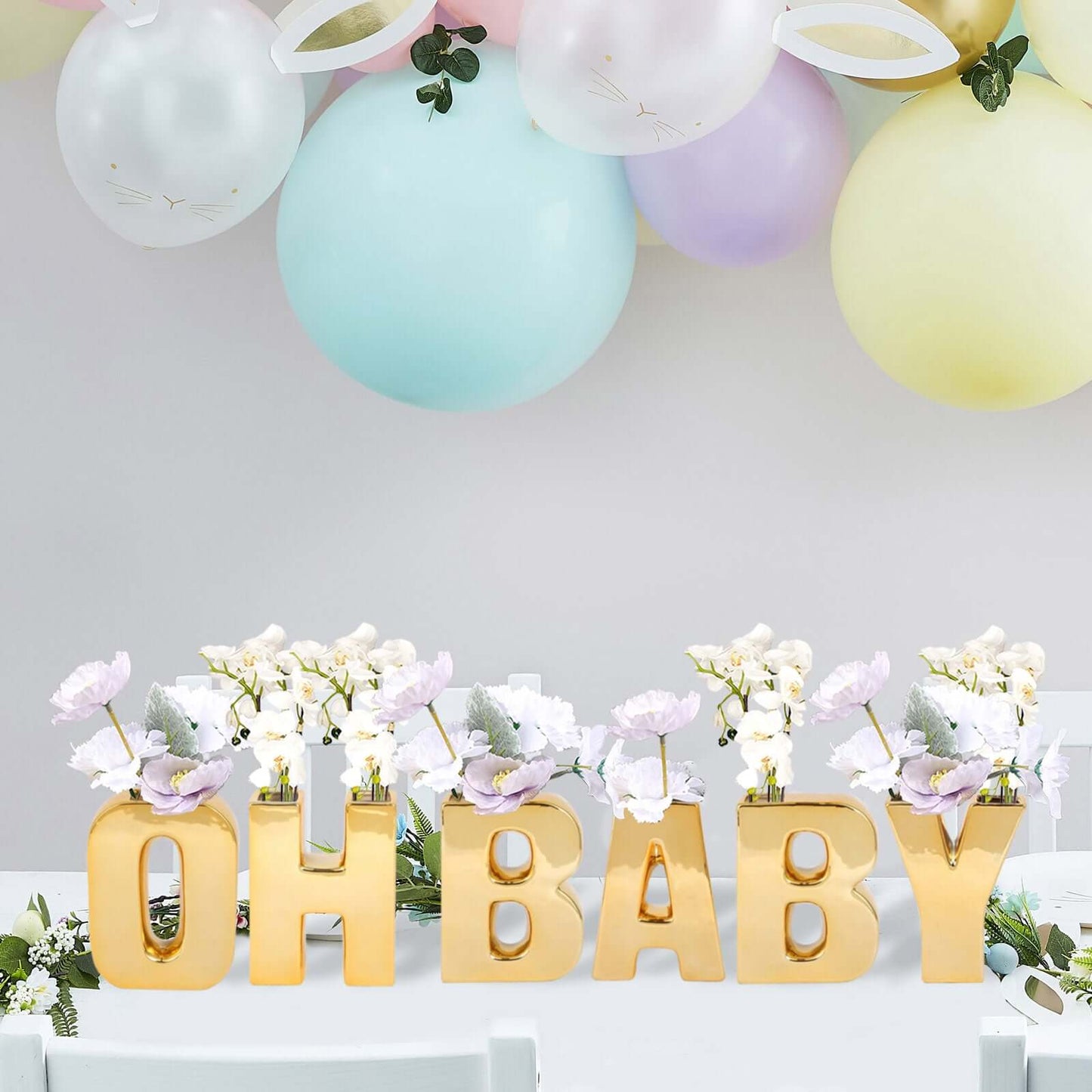 Shiny Ceramic Vase Letter "Q" Gold Plated - Chic Bud Planter Pot for Events & Decor 6"