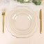 10-Pack Plastic Dessert Appetizer Plates in Clear Baroque Design with Scalloped Gold Rim - Heavy Duty Disposable Salad Plates 8"