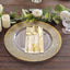 6-Pack Acrylic Round Charger Plates 13" in Clear with Gold Hammered Rim, Decorative Plastic Charger Tableware