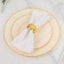10-Pack Plastic 7.5" Round Salad Dessert Plates in Ivory with Gold Flair Rim - Disposable Party Plates