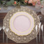 10-Pack Plastic 10" Round Dinner Plates in Blush with Gold Scalloped Rim - Disposable Party Plates