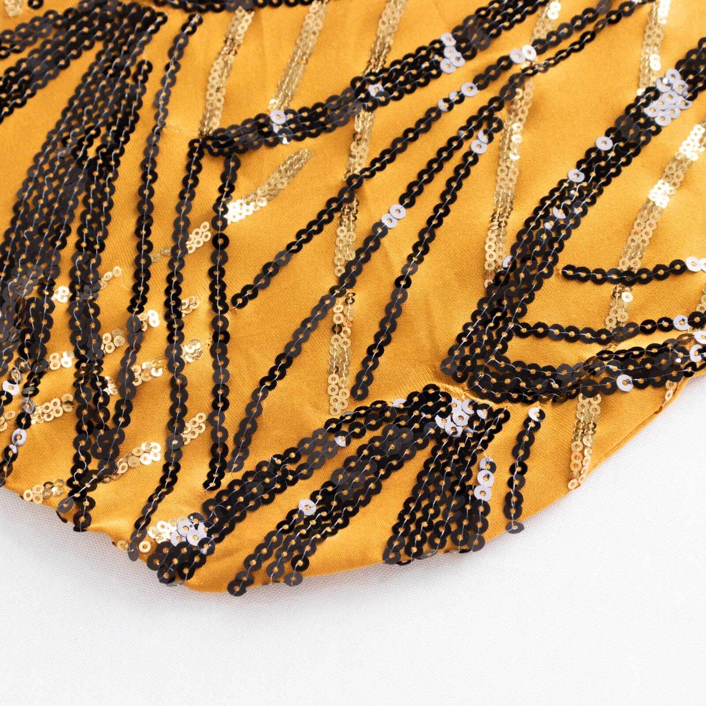 Spandex Chair Cover with Wave Embroidered Sequins for Banquet Chairs Gold/Black - Glittering Stretch Fitted Slipcover