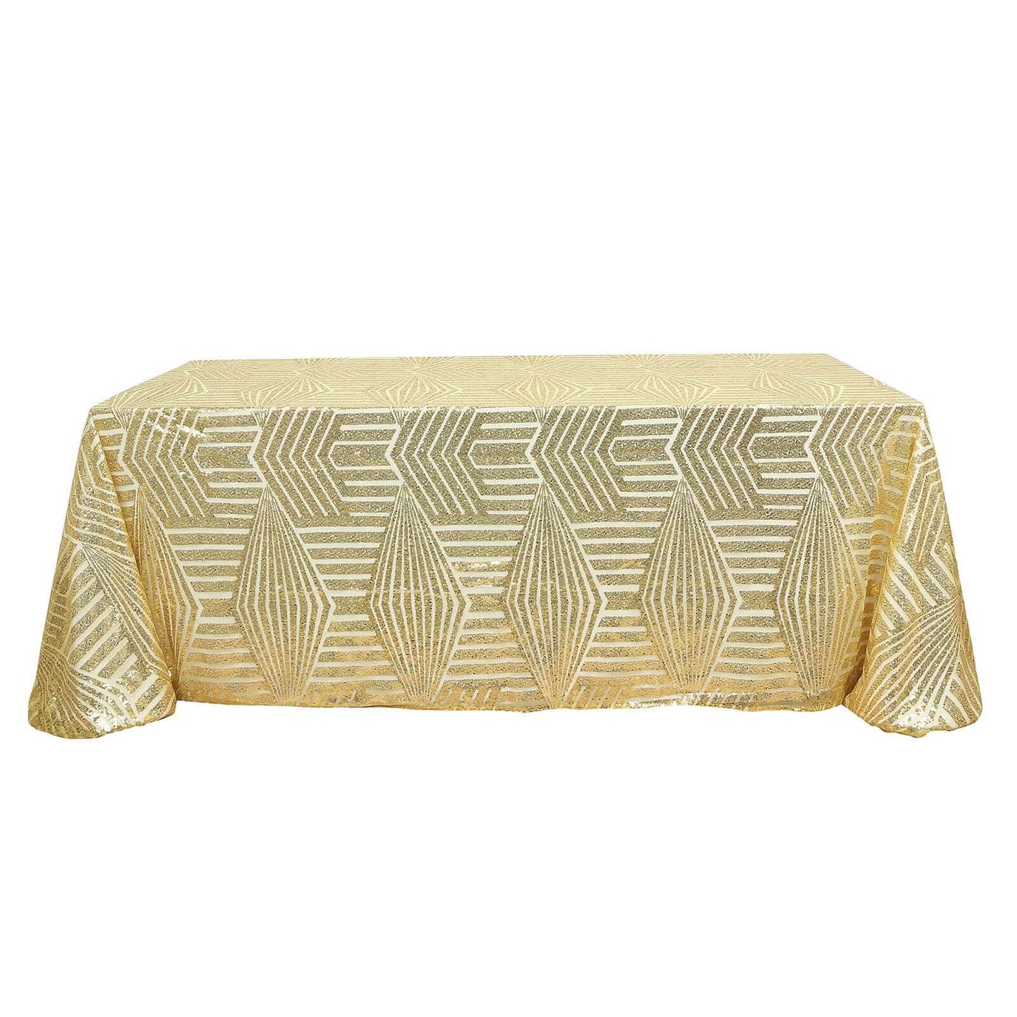 Sequin 90"x132" Rectangle Tablecloth Gold - Seamless Diamond Design for Upscale Events