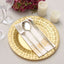 10-Pack Plastic Dinner Plates Gold Basketweave Rim - Durable Disposable Dinner Plates 10"