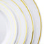 10-Pack Plastic Dessert Plates White with TrÃ¨s Chic Gold Rim - Disposable Plates for Parties 8"