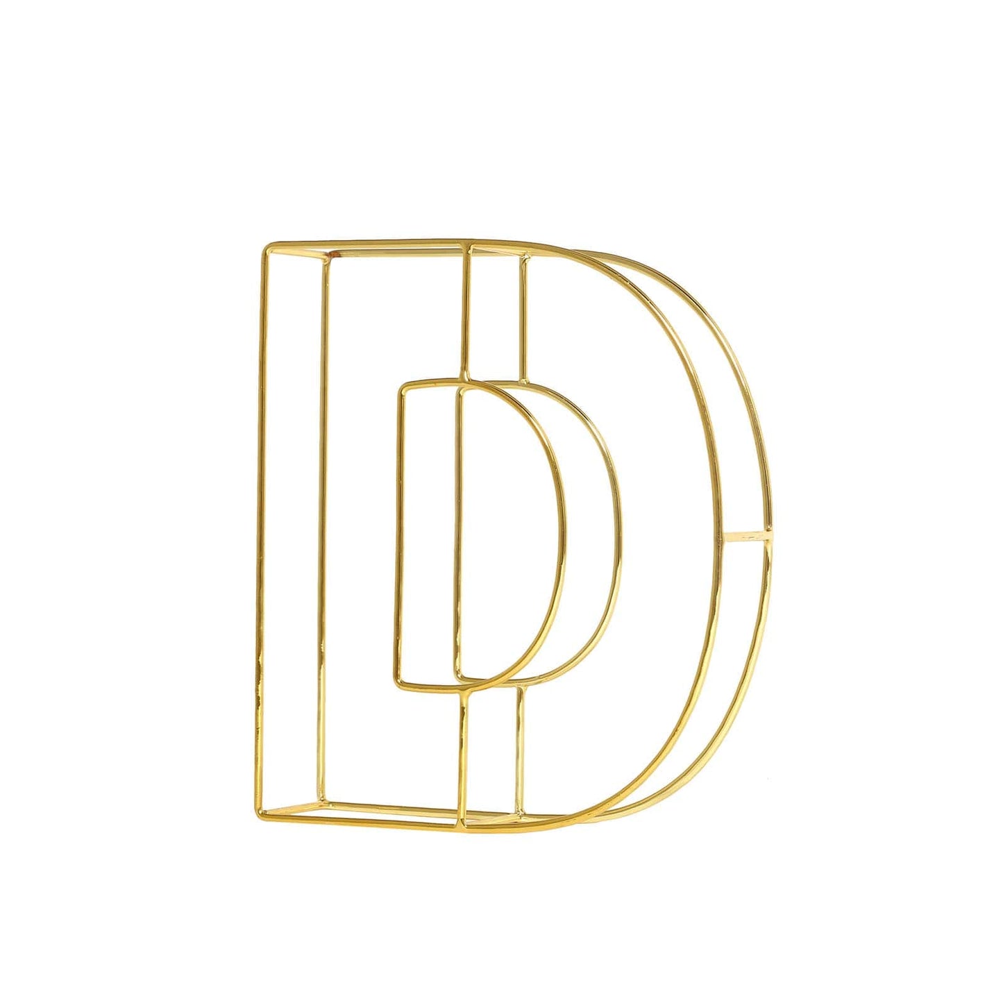 8" Tall Gold Freestanding 3D Decorative Wire Letter, Wedding Centerpiece - D