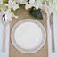 10-Pack Dessert Plates Lace Rim Design White with Silver - Plastic Disposable Appetizer Plates for Events 6"