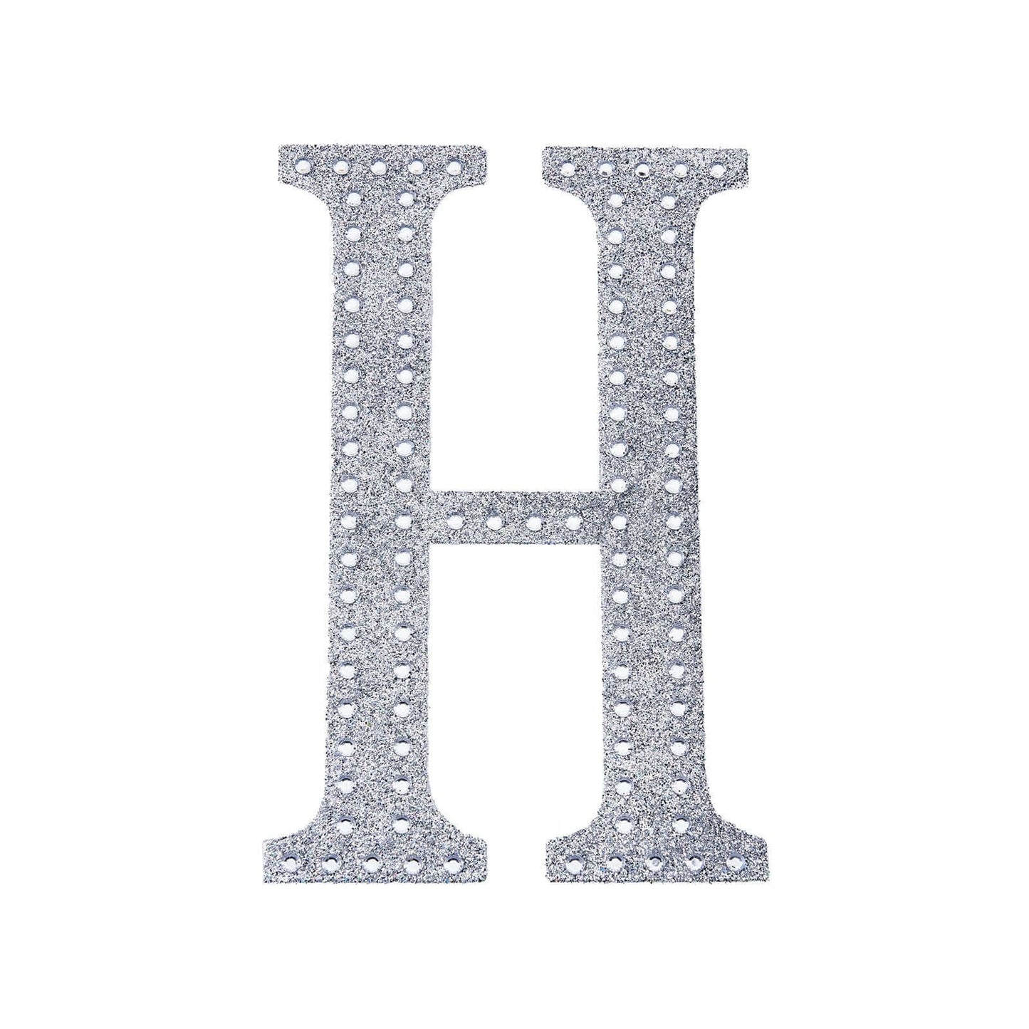 Decorative Rhinestone Alphabet "H" Letter Stickers, Glitter Adhesive Craft Letters Silver DIY Sparkle Embellishments 6"